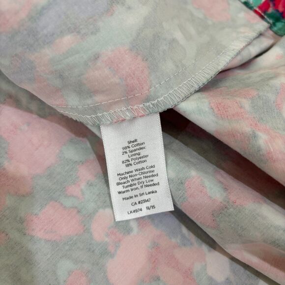 Talbots Watercolor Abstract Dress Size 14 Pink Green Multi A-line Sleeveless - Picture 10 of 10